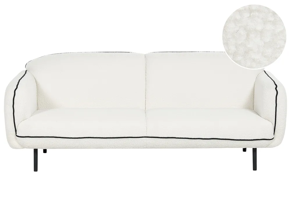 Divano Imbottito 3 Posti Comodo Accogliente Cuscino Braccioli Soggiorno Moderno Beige Lermon 81475496