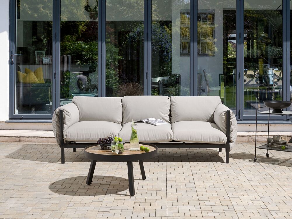 Outdoor Upholstered Sofa Garden Sofa ESPERIA Aluminium Grey 3 Seater Beliani.hu