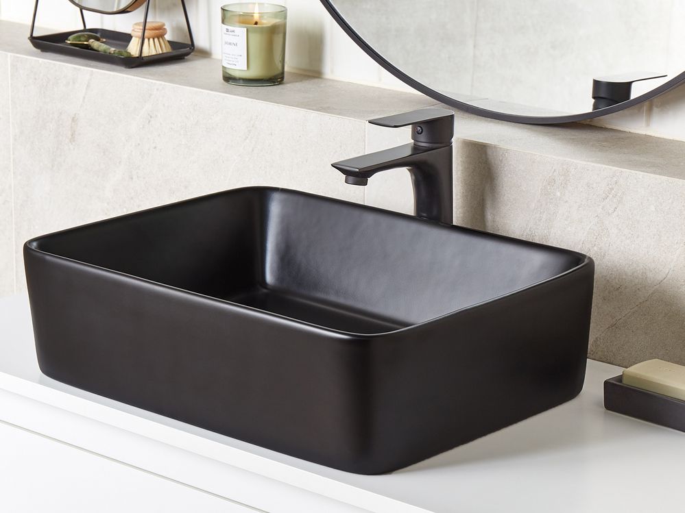 Aufsatzwaschbecken TRAVESIA 49 x 38 cm Keramik Schwarz