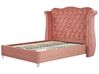 Lit double en velours rose 160 x 200 cm AYETTE_832196