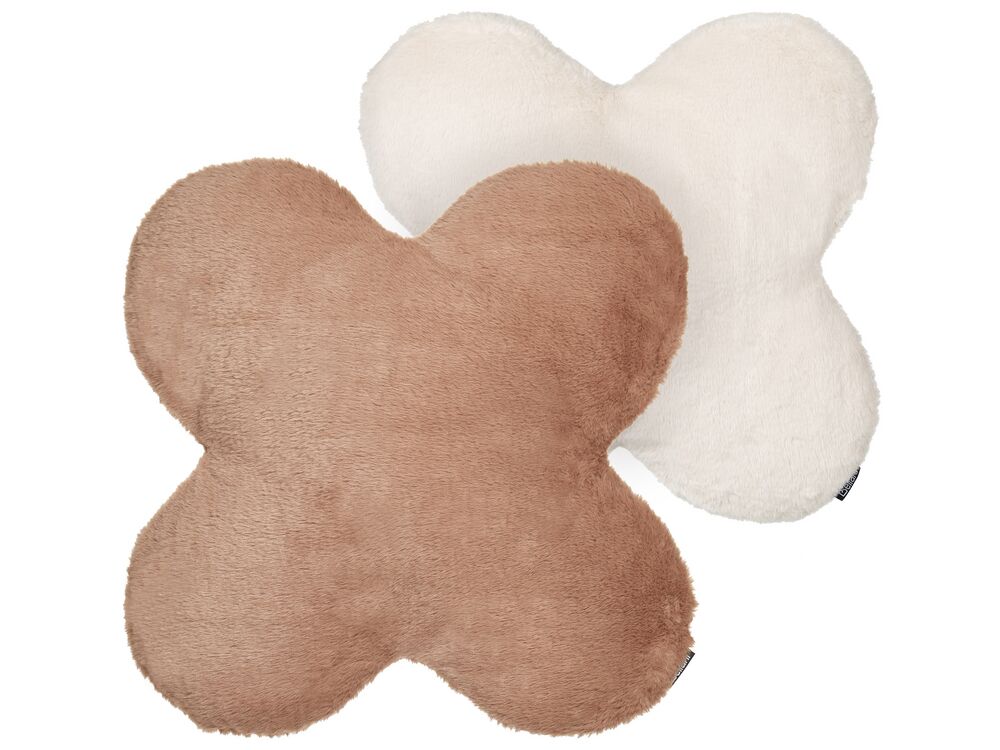 Dekokissen 2er Set ACHILLEA 54 x 54 cm Webpelz Beige Ohne Muster