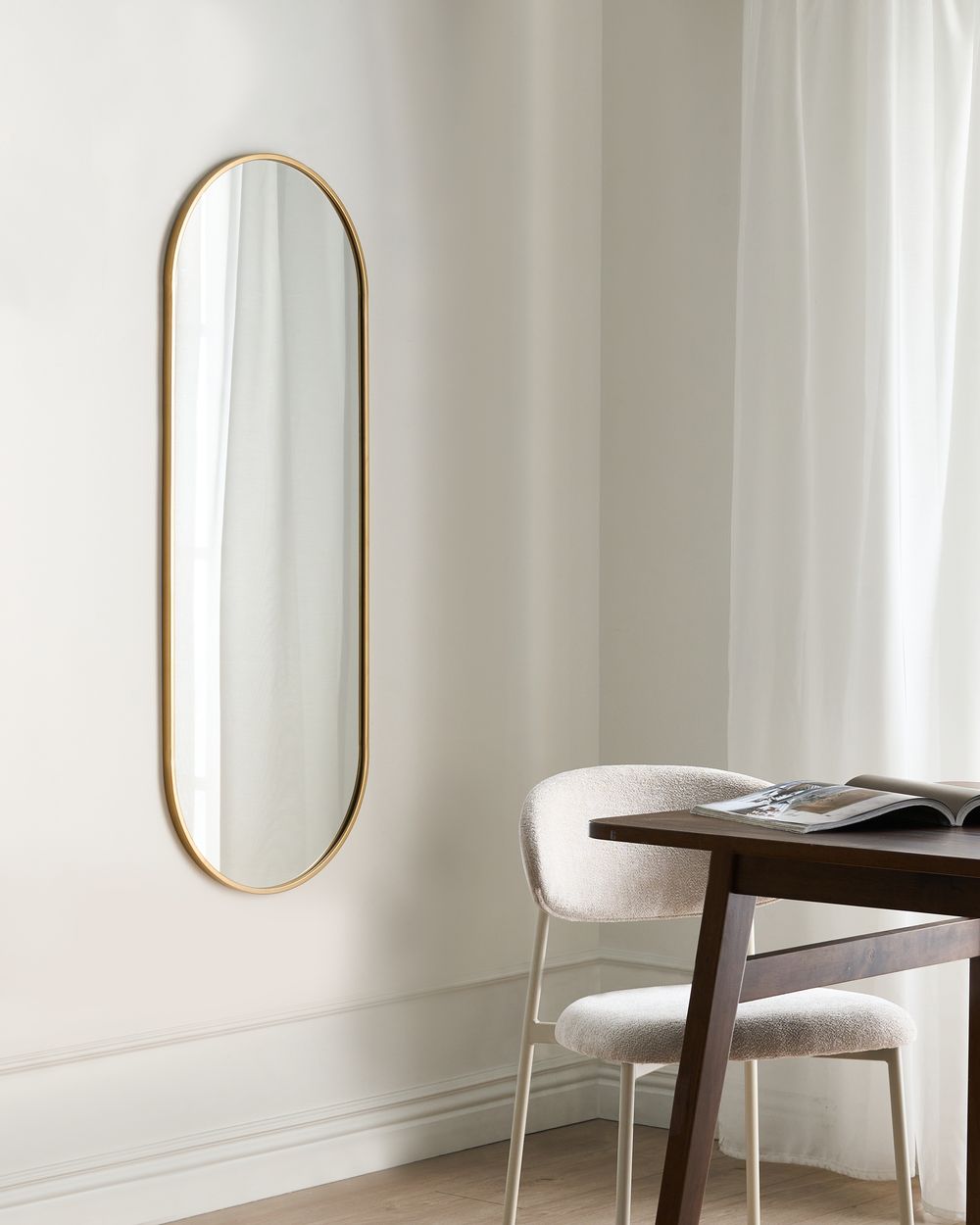Lustro ścienne AZEVILLE 46 cm 122 cm Metal Złoty
