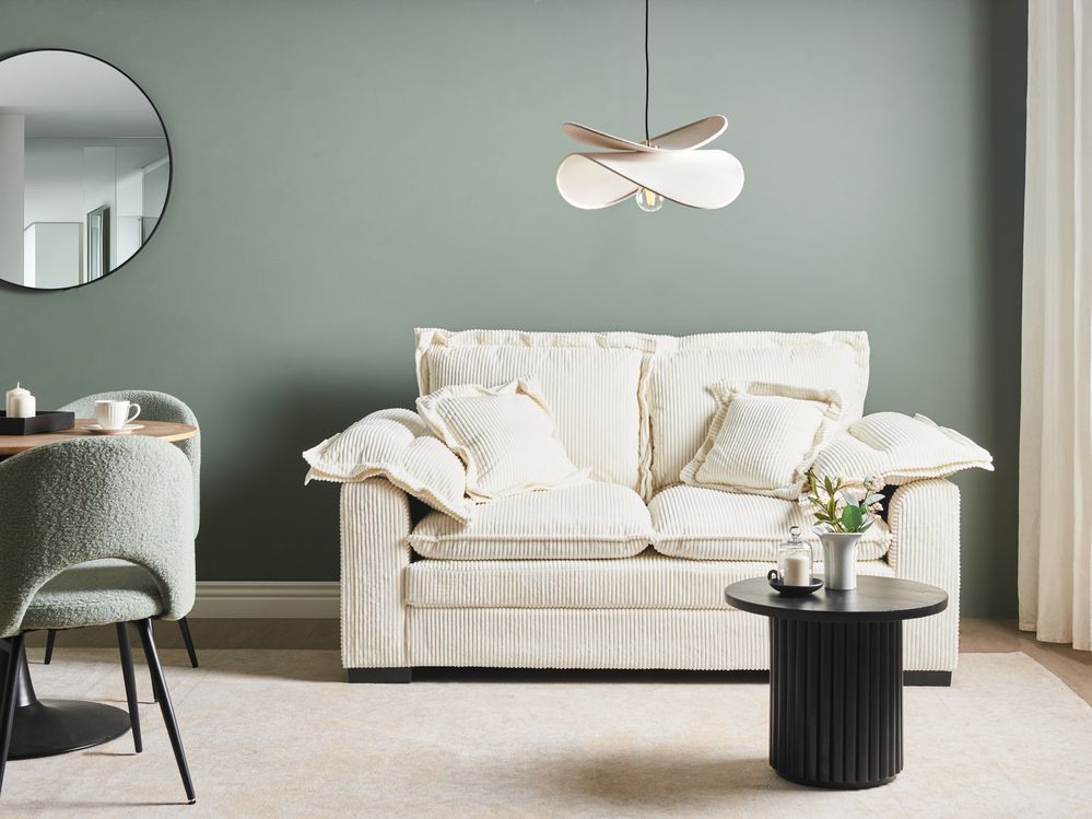 Sofa 2 Seater TIRRO Corduroy White
