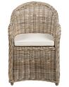 Gartensessel Rattan natürlich 2er Set Auflagen hellbeige SUSUA II_932941