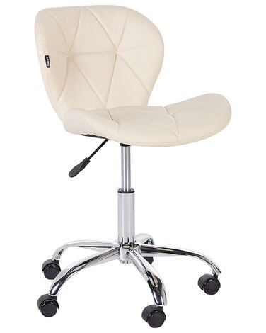 Faux Leather Desk Chair Beige VALETTA