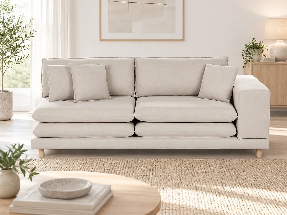 Sofa 2 Seater HEDEN with Cushion Fabric Light Beige_1178995