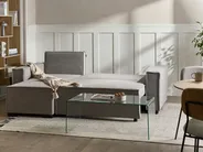 Corner Sofa Bed 3 Seater EDANE with Storage Fabric Grey Right Hand_1057162