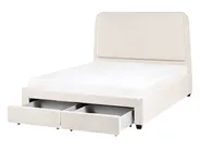 Bett mit Schubladen SARDENT Bouclé Cremeweiß 140 x 200 cm_1009087