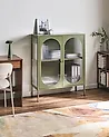 Glass Display Sideboard SARRE 90 cm Metal Green