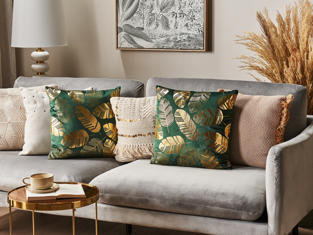 Green and gold cushions cheap