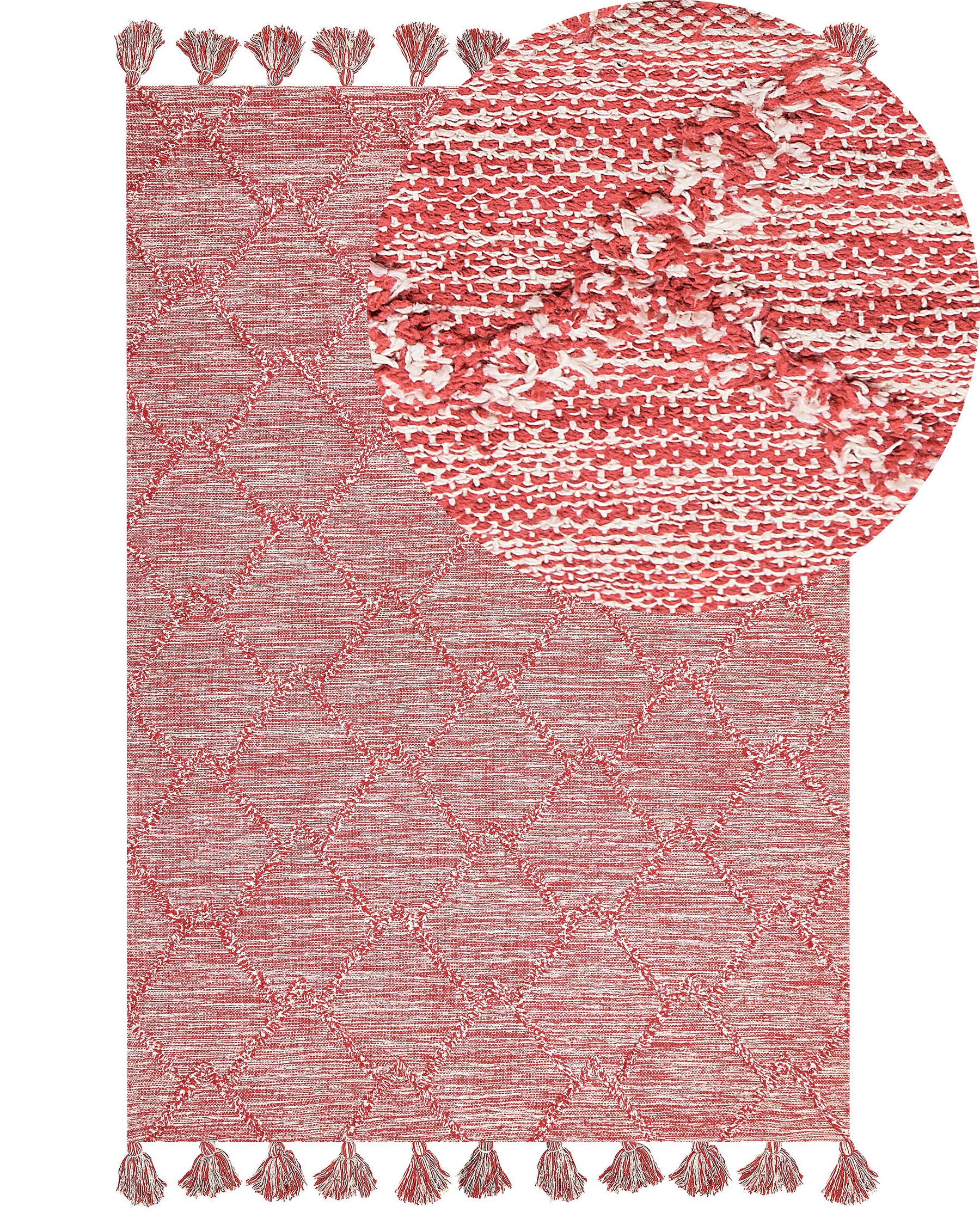 Teppich Baumwolle rot 160 x 230 cm mit Quasten NIGDE_839486