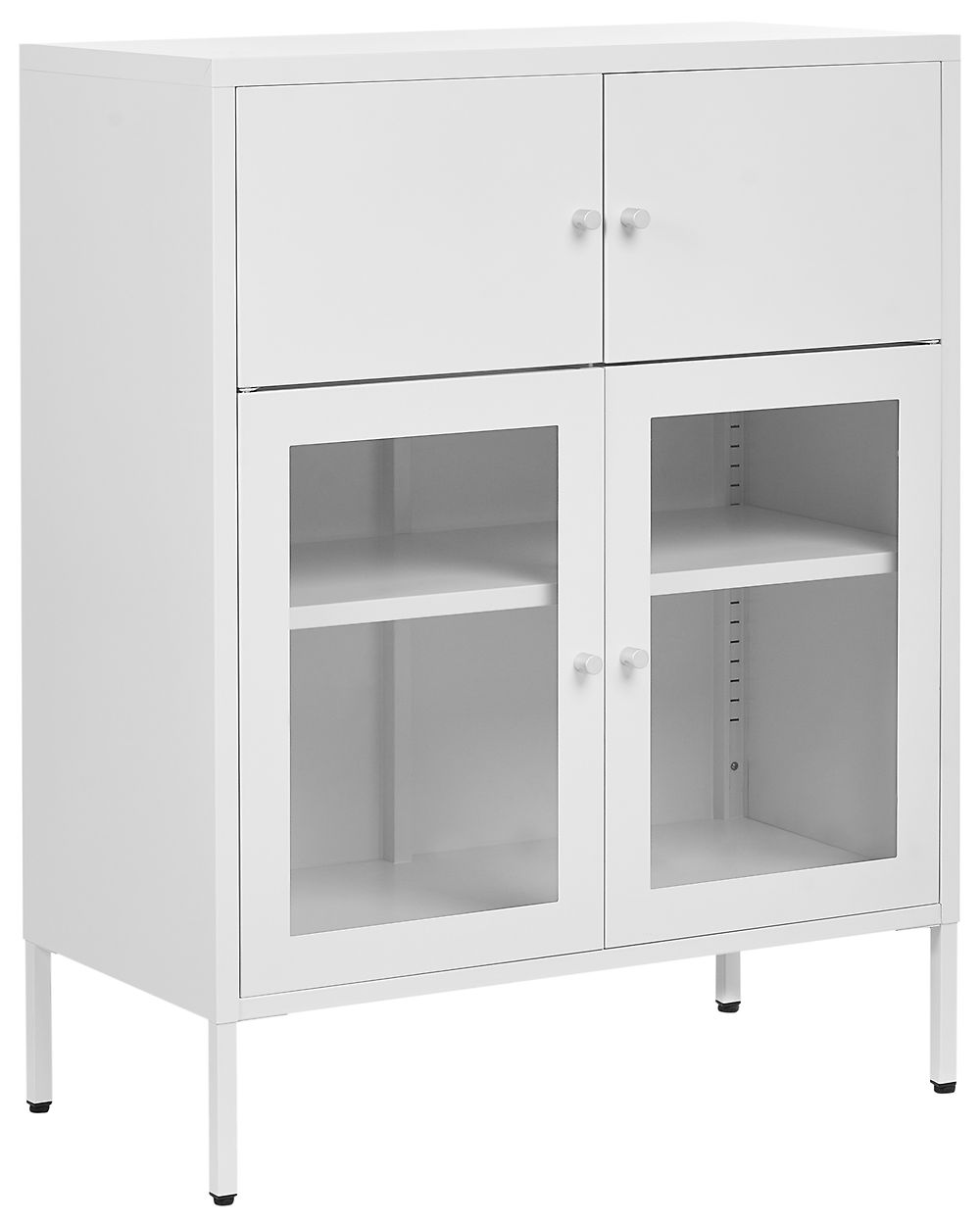 Skrinka s presklenými dvierkami ESHOLT 80 cm Kov Biela