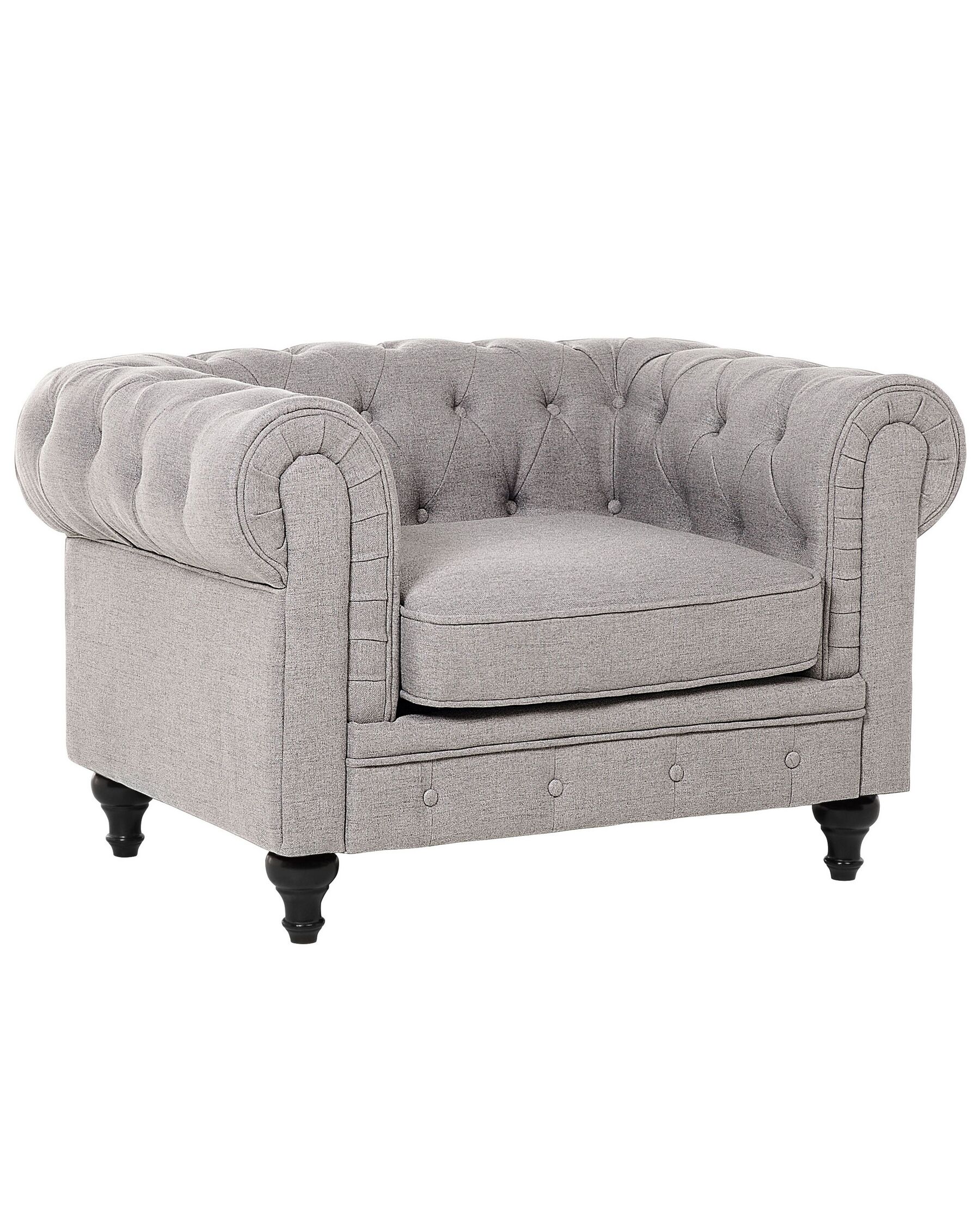 Poltrona vintage in tessuto grigio chiaro CHESTERFIELD_675637