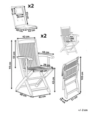 Set of 2 Garden Chairs with Cushions MAUI Acacia Wood Grey_782513
