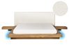 Letto matrimoniale legno chiaro con testata in bouclé con LED 160 x 200 cm ZEN_931173