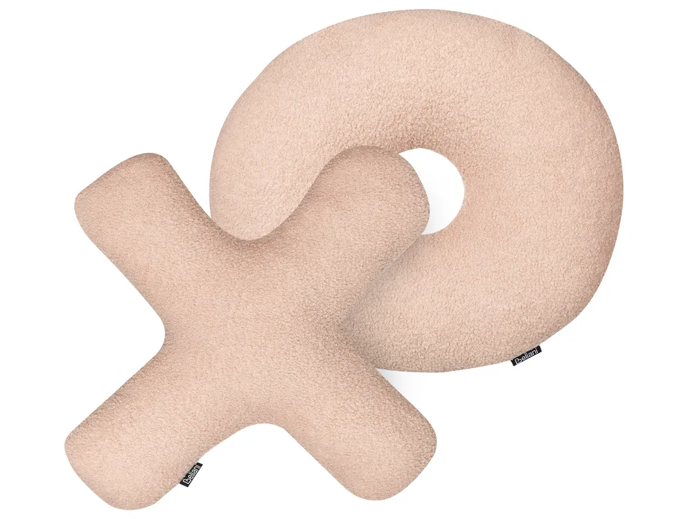 Zestaw 2 poduszek dekoracyjnych HESPERIS Boucle Pastelowy róż Jednolity