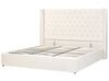Zamatová posteľ s úložným priestorom 180 x 200 cm krémová biela LUBBON_882122