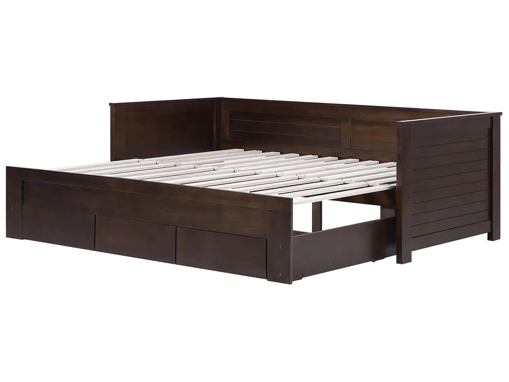 Bed with Storage Drawers Wood CAHORS 90 x 200 cm (EU Single) Dark Brown_729432