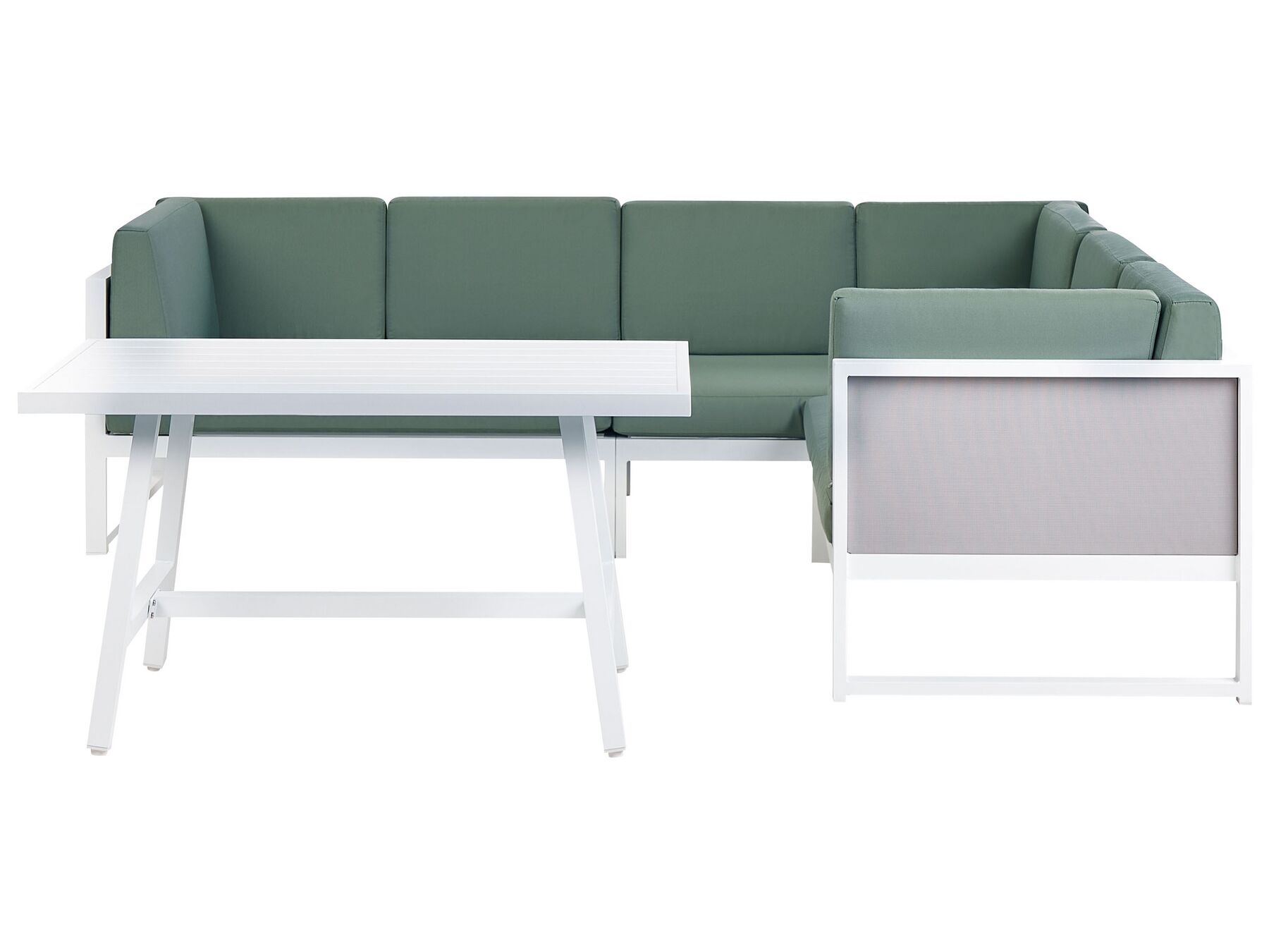 Left Hand 6 Seater Garden Sofa Set with White Table Green CASTELLA/FRATTE_929846