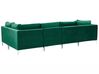 Left Hand 5 Seater Modular Velvet Corner Sofa Green EVJA_825899