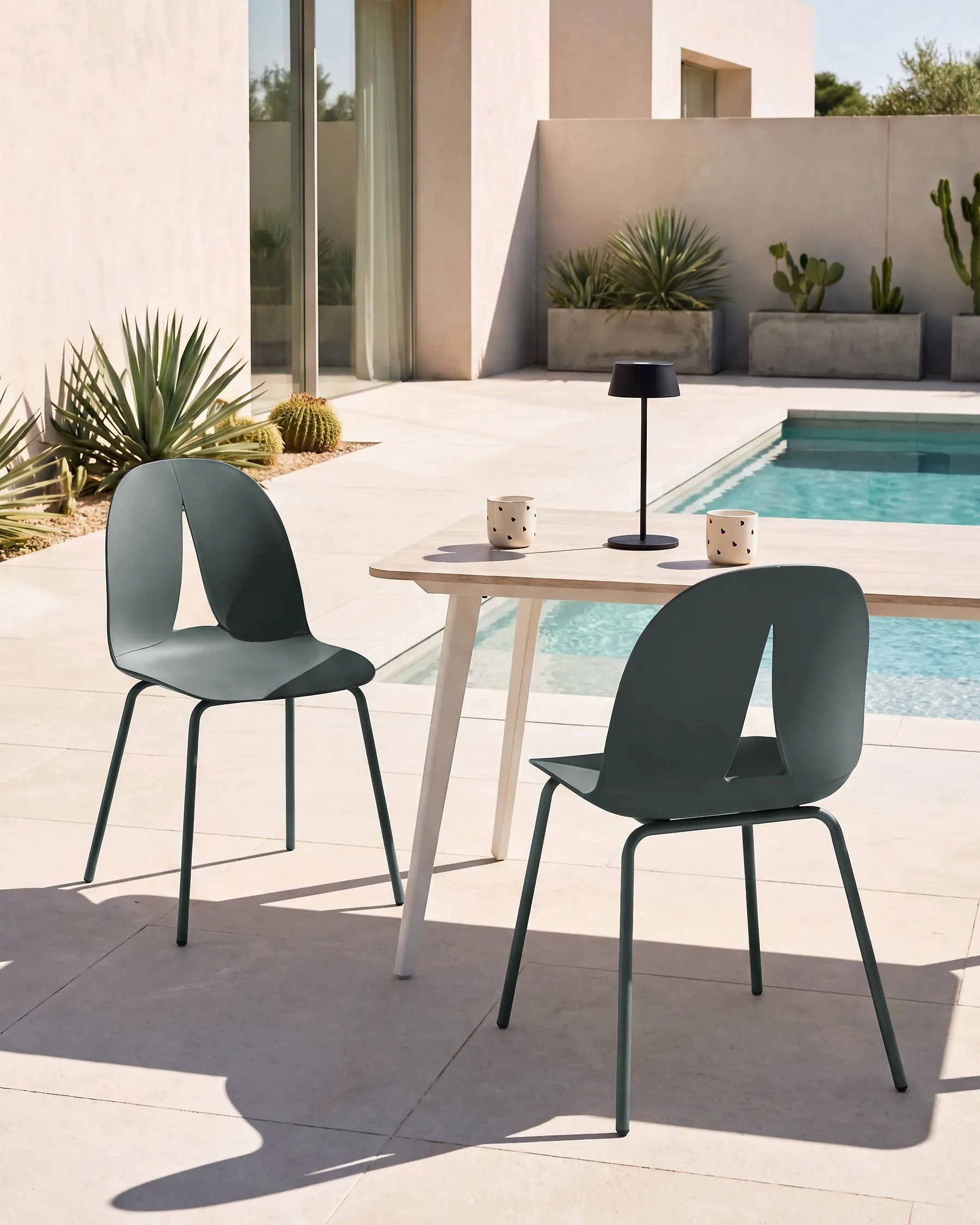 Set of 2 Garden Chairs BOLGHERI Armless Dark Grey_1183134