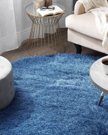 Shaggy Round Area Rug ⌀ 140 cm Blue CIDE