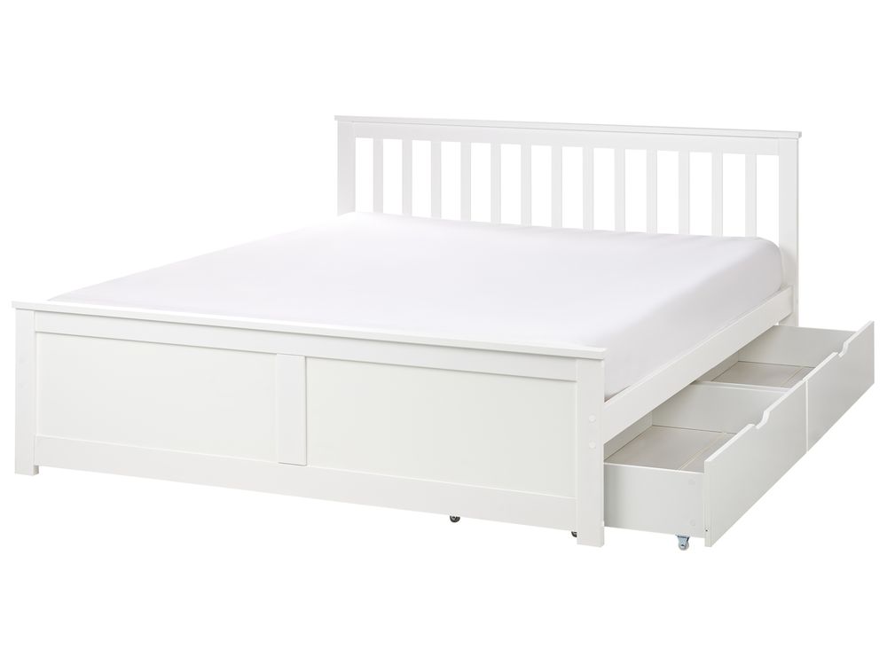 Letto con 2 cassetti OLENDON Legno di pino Bianco 160 x 200 cm
