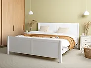 Lit avec sommier Bois CHAMPAGNAT 180 x 200 cm Blanc_1176558