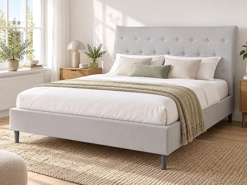 Bed Fabric SAVERNE 140 x 200 cm (EU Double) Light Grey