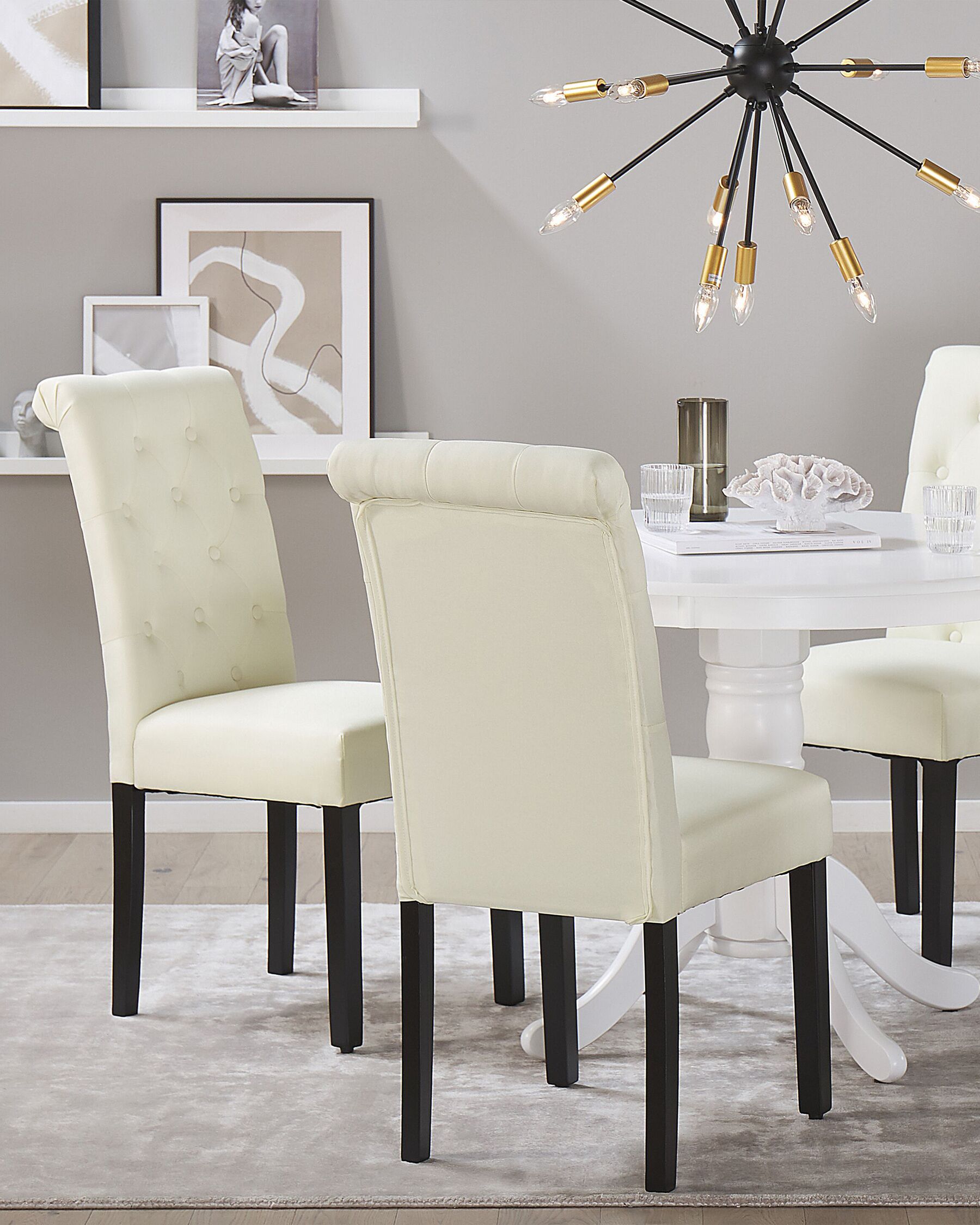 Set of 2 Fabric Dining Chairs Cream VELVA_781863