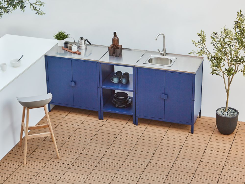 Cuisine d'extérieur 3 pièces avec évier VILAMA Bleu Métal