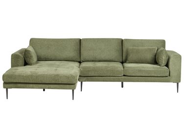 Right Hand Fabric Corner Sofa Green FLAM