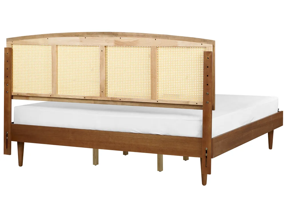 Bed with LED Rattan VARZY 180 x 200 cm (EU Super King) Brown_944034