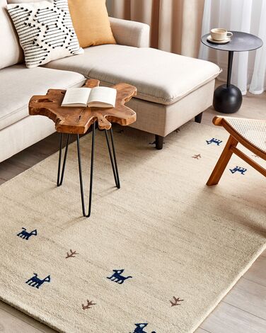 Wool Gabbeh Area Rug 140 x 200 cm Beige YALI