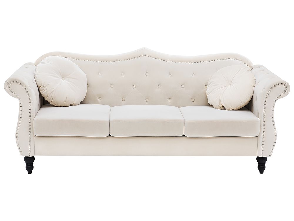 Sofa 3 Seater SKIEN Velvet Light Beige