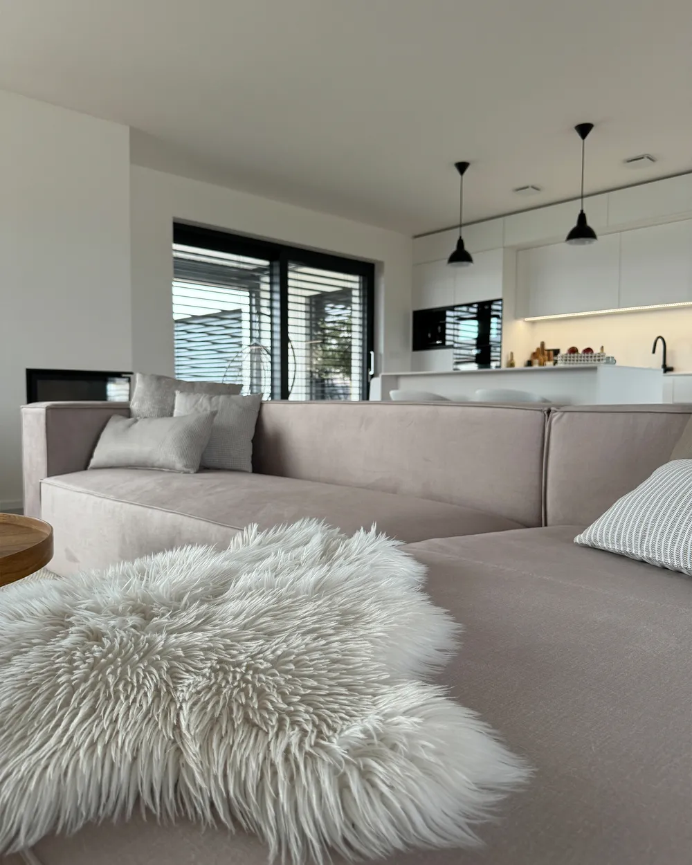 Corner Sofa 3 Seater VERNON Velvet Beige Left Hand_978627