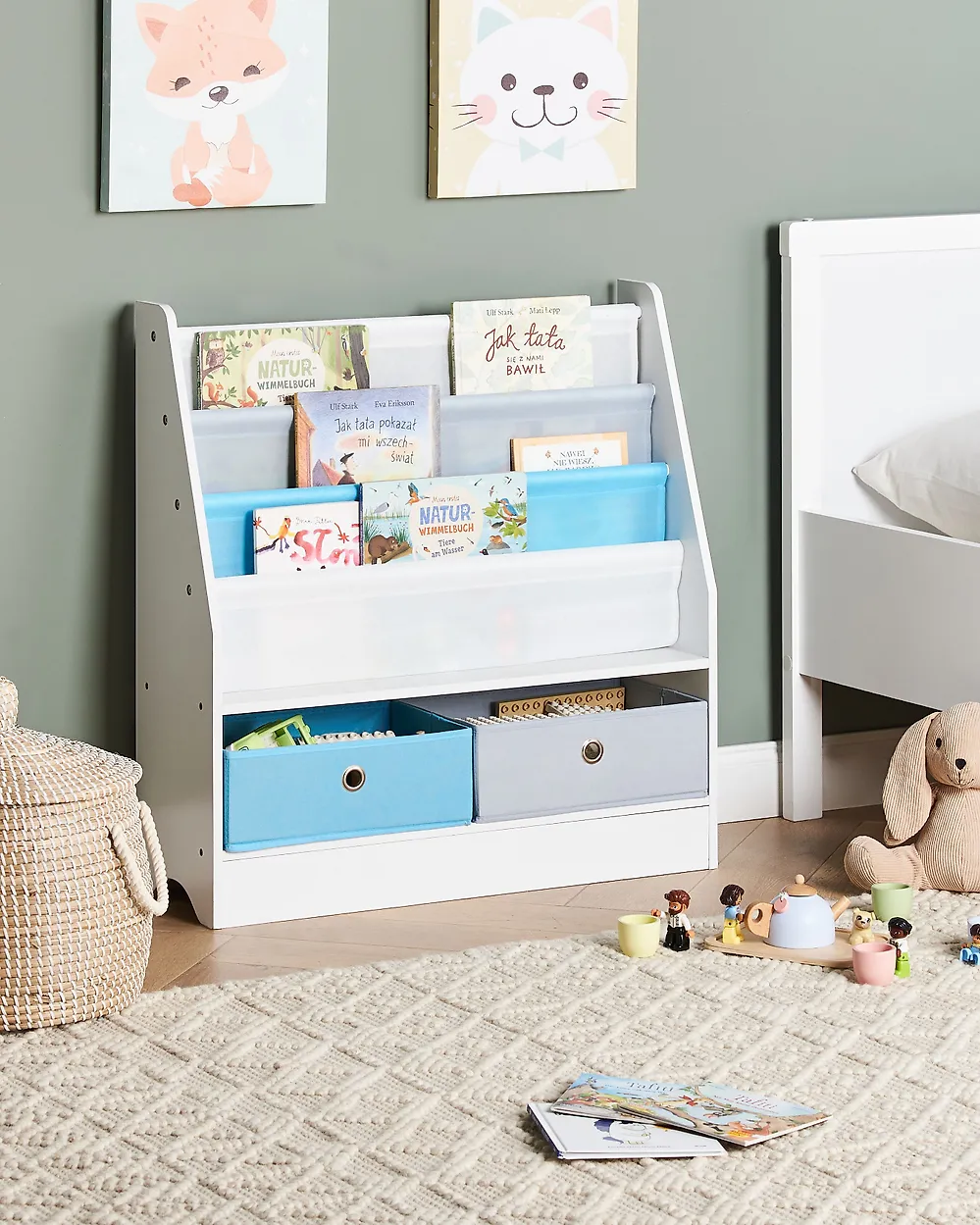 Bücherregal mit 3 Ebenen TUMBY 74 cm Weiss_963085