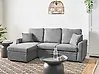 Corner Sofa Bed NASSJO Faux Linen Grey Right Hand