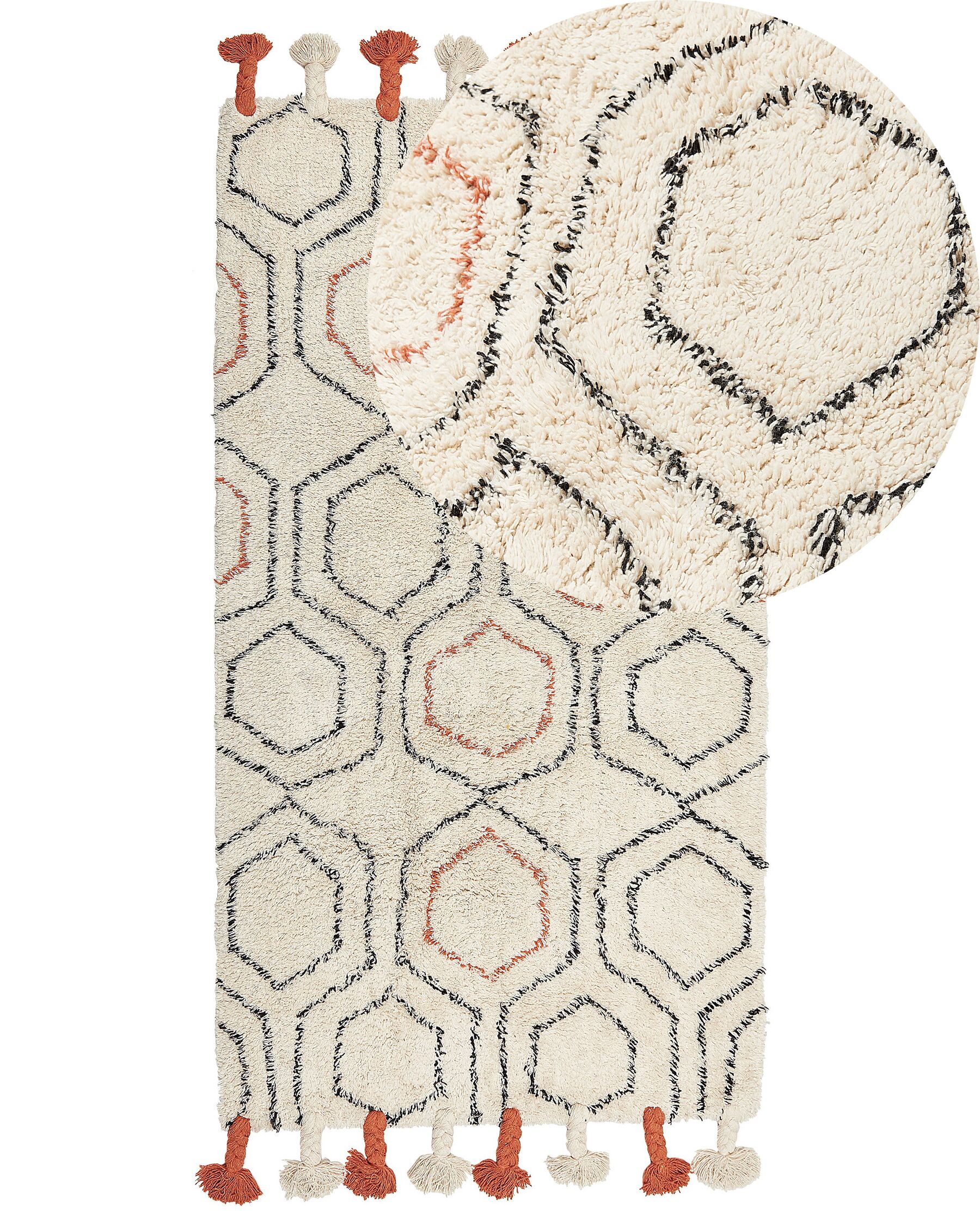 Bavlnený koberec 80 x 150 cm béžová/oranžová HAJIPUR_840436