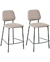 Set of 2 Bar Chairs DUETTE Faux Linen Taupe
