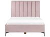 Łóżko z pojemnikiem welurowe 140 x 200 cm różowe SEZANNE_916719
