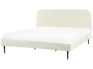 Bed Corduroy FLAYAT 180 x 200 cm (EU Super King) Off-White | Beliani.co.uk