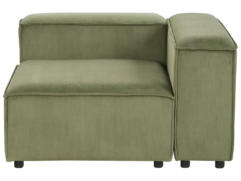 Modular Corner Sofa 2 Seater ARDAL with Ottoman Corduroy Green Right Hand_947438