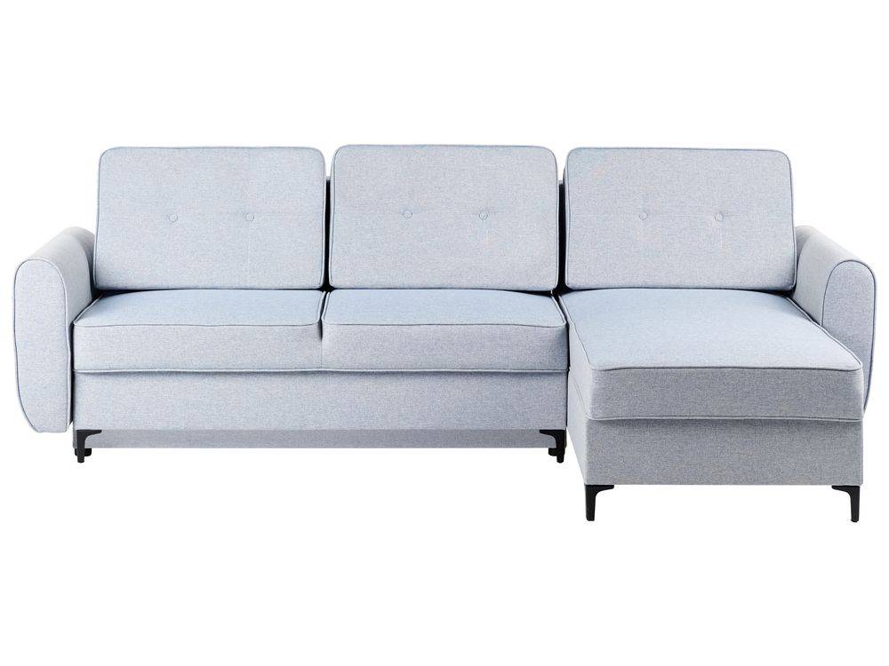 Corner Sofa Bed 3 Seater SIMRIS with Storage Fabric Light Blue Left Hand