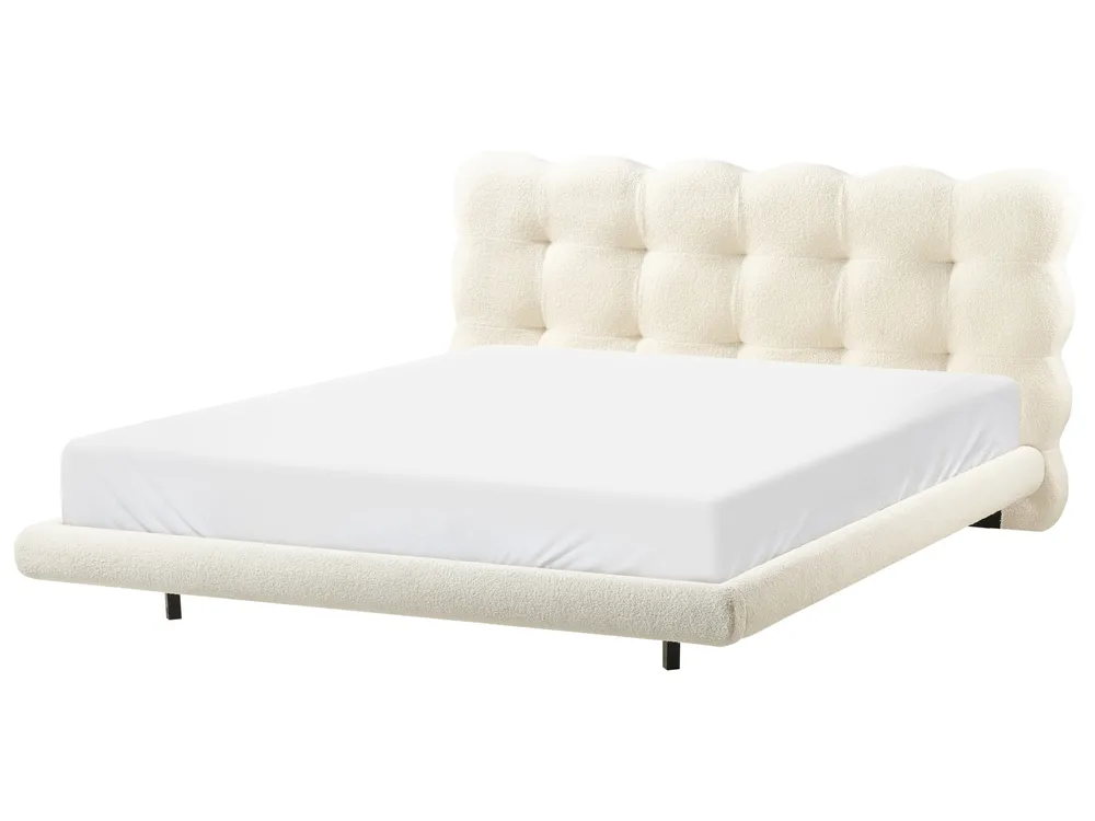 Bett mit Lattenrost Bouclé SOULISSE 160 x 200 cm Cremeweiß_992675