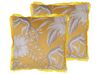 Lot de 2 coussins décoratifs motif singe 45 x 45 cm jaune / blanc MANJU_801369