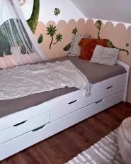 Trundle Bed Pine Wood PETIVILLE 90 x 200 cm (EU Single) White_1001295