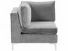 Canapé modulable 3 places en velours gris avec pouf ottoman EVJA_789367