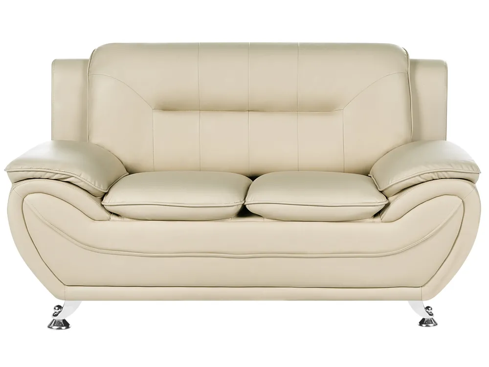 Living Room Set 6 Seater LEIRA Faux Leather Beige_1058765