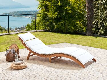 Wooden Sun Lounger with Cushion White LUINO